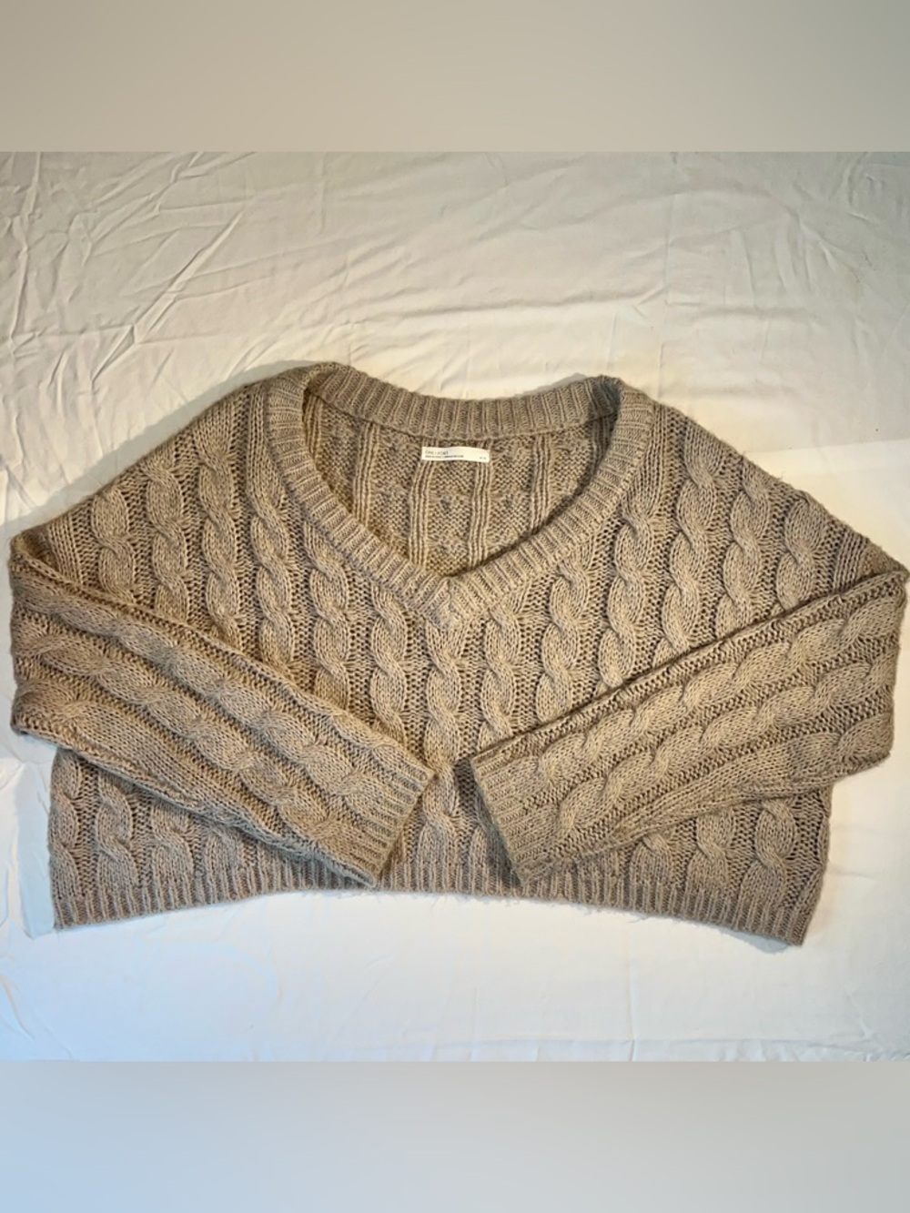 Oak and Fort Cable Knit V-Neck Sweater